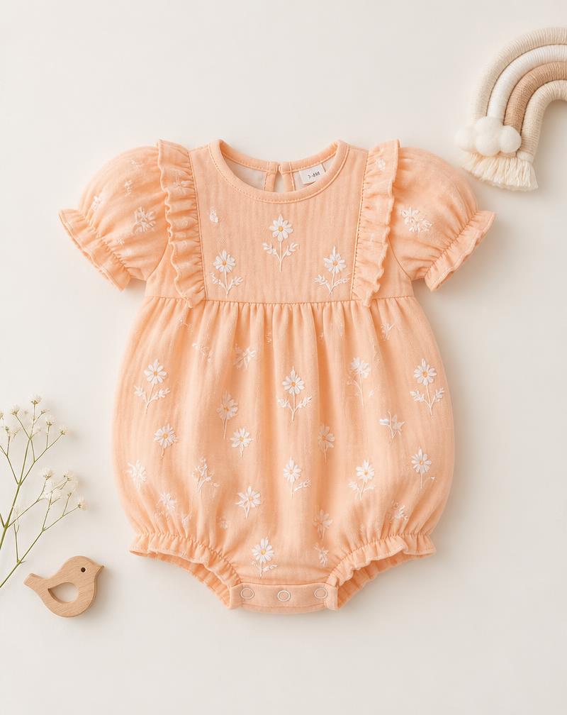 Daisy Peach Romper